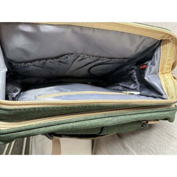 Susisal Diaper Bag Backpack with Built In Changing Station Bassinet Green Beige - Picture 4 of 11